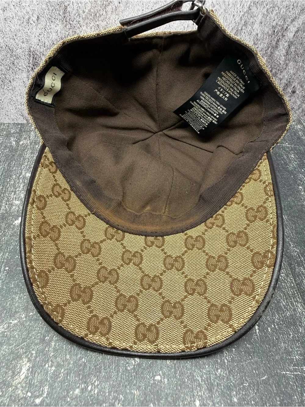 Gucci Hat Cap Baseball Cap GG Canvas Sherry Line Beige Size XL Unisex Authentic